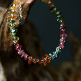 Colorful Tourmaline Gem Stone Bracelet 925 Silver Jewelry