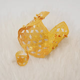 Dubai Chain Cuff Flower Bangle Ring Set for Women