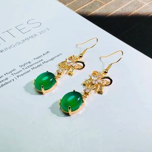 Emerald Agate Chalcedony 925 Sterling Silver Earrings