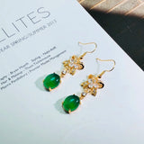 Emerald Agate Chalcedony 925 Sterling Silver Earrings