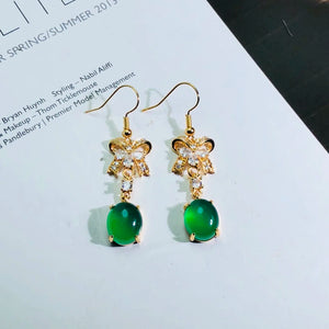 Emerald Agate Chalcedony 925 Sterling Silver Earrings
