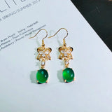 Emerald Agate Chalcedony 925 Sterling Silver Earrings
