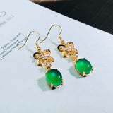 Emerald Agate Chalcedony 925 Sterling Silver Earrings