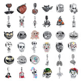 Europe s925 Silver Halloween Skull Pendant Charms Fit Bracelet DIY Accessories