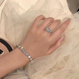 Fairy Platinum Crystal Love Bracelet S925 Sterling Silver Jewelry