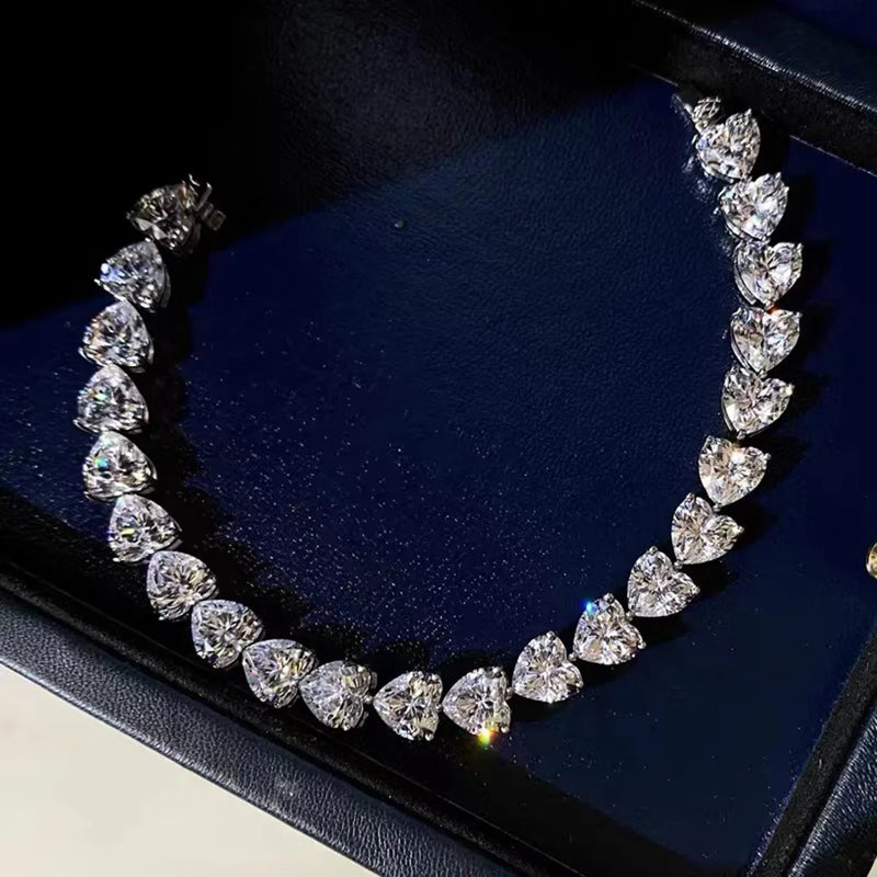 Fairy Platinum Crystal Love Bracelet S925 Sterling Silver Jewelry