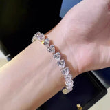 Fairy Platinum Crystal Love Bracelet S925 Sterling Silver Jewelry