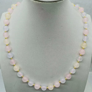 10mm Multi-color Morganite Round Beads Necklace 20 Inch