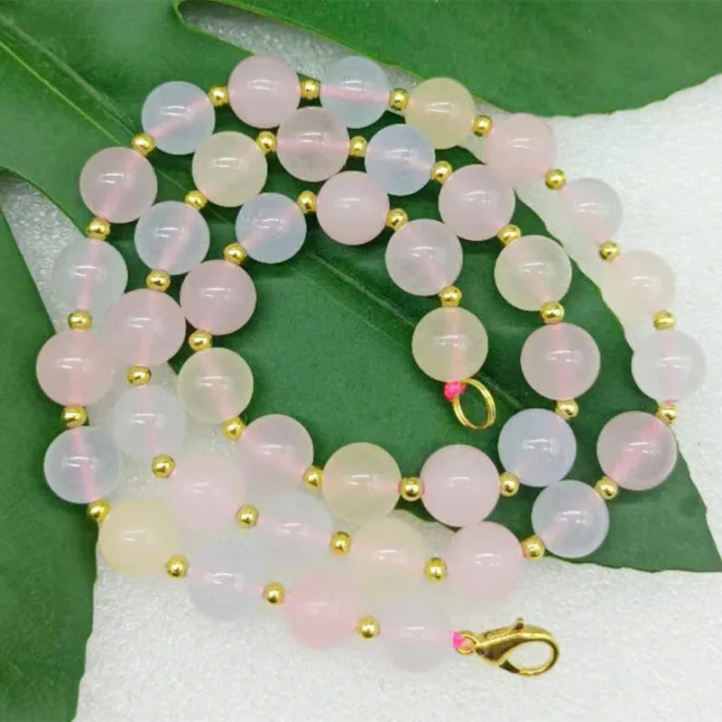 10mm Multi-color Morganite Round Beads Necklace 20 Inch