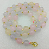 10mm Multi-color Morganite Round Beads Necklace 20 Inch