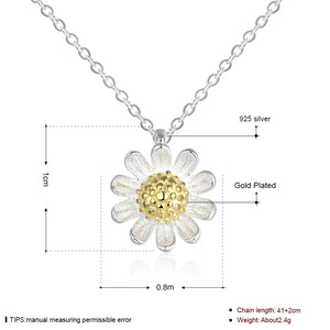 925 Silver Daisy Pendant Necklace Women Silver Jewelry Gift Grandma