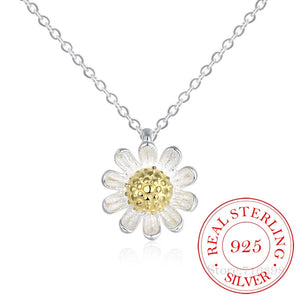 925 Silver Daisy Pendant Necklace Women Silver Jewelry Gift Grandma