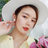 Fine Flower 1ct Lab Diamond cz Stud Earring Real Filled Party Wedding Earrings