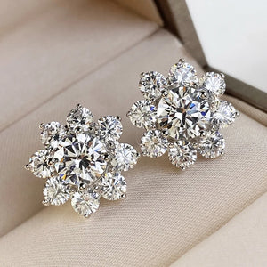 Fine Flower 1ct Lab Diamond cz Stud Earring Real Filled Party Wedding Earrings