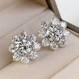 Fine Flower 1ct Lab Diamond cz Stud Earring Real Filled Party Wedding Earrings