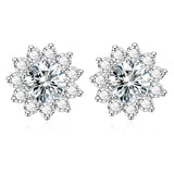 Fine Flower 1ct Lab Diamond cz Stud Earring Real Filled Party Wedding Earrings