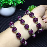 Garnet Purple Yawu Bracelet Natural Stone 11mm Bead Tibetan Silver