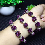 Garnet Purple Yawu Bracelet Natural Stone 11mm Bead Tibetan Silver