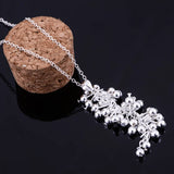 Grape Beads Pendant Bangle 925 Sterling Silver Jewelry Set for Women