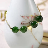Green Natural Stone Bracelet 10mm Round Beads Beauty for Women Girl Year Gift