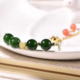 Green Natural Stone Bracelet 10mm Round Beads Beauty for Women Girl Year Gift