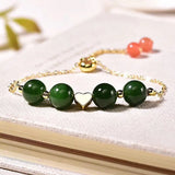 Green Natural Stone Bracelet 10mm Round Beads Beauty for Women Girl Year Gift