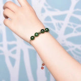 Green Natural Stone Bracelet 10mm Round Beads Beauty for Women Girl Year Gift
