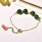 Green Natural Stone Bracelet 10mm Round Beads Beauty for Women Girl Year Gift