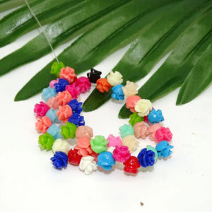 Hand Carved Coral Rose Craft Beads, Colorful Coral Beads for Bracelets