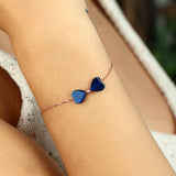 Heart Shape Rose Plated 925 Silver Chain Bracelet with Cat Eye
