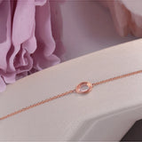 Silver Bracelet Women Rose Quartz Oval Pink Gemstone Charm CCHI023