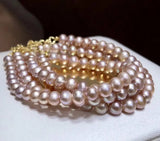 Natural Fresh Water Pearl Bracelet 14K Plated 5-6mm Pearls Women Jewelry