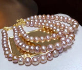 Natural Fresh Water Pearl Bracelet 14K Plated 5-6mm Pearls Women Jewelry