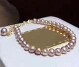 Natural Fresh Water Pearl Bracelet 14K Plated 5-6mm Pearls Women Jewelry