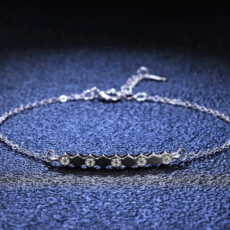 925 Silver Moissanite Diamond Row Carm Bracelet Engagement