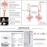 925 Silver Drop Earrings Women Rose Quartz Heart Love Brincos