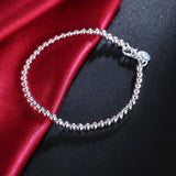 925 Silver 4mm Round Ball Beads Bracelet For Women