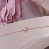 925 Silver Bracelet Rose Quartz 5X5.5mm Bear Paw Pink Gemstone
