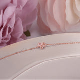 925 Silver Bracelet Rose Quartz 5X5.5mm Bear Paw Pink Gemstone