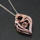 925 Sterling Silver Dancing CZ Stone Pendant Necklace For Party Gift