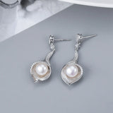 925 Silver Drop Earrings Pearl For Women Anniversary Party Jewelry