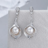 925 Silver Drop Earrings Pearl For Women Anniversary Party Jewelry