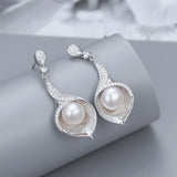 925 Silver Drop Earrings Pearl For Women Anniversary Party Jewelry