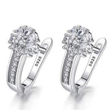925 Silver Zircon Flower Earrings Charm Jewelry for Women