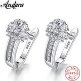 925 Silver Zircon Flower Earrings Charm Jewelry for Women
