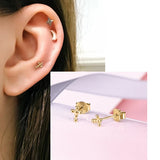 925 Silver Enamel Cross Earring Women Zircon Drop Eearrings