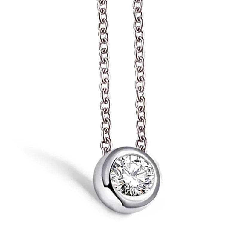 925 Silver Pendant Necklace 0.5Ct Round Bubble Wedding Party Gift