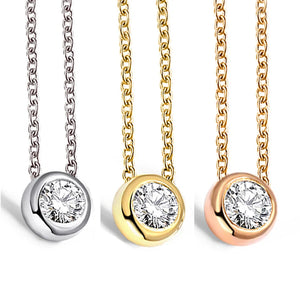 925 Silver Pendant Necklace 0.5Ct Round Bubble Wedding Party Gift