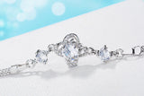 Sterling Silver Crystal Clover Charm Bracelet