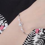Sterling Silver Crystal Clover Charm Bracelet